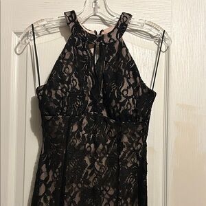 R & M Richards Black Lace Halter Dress